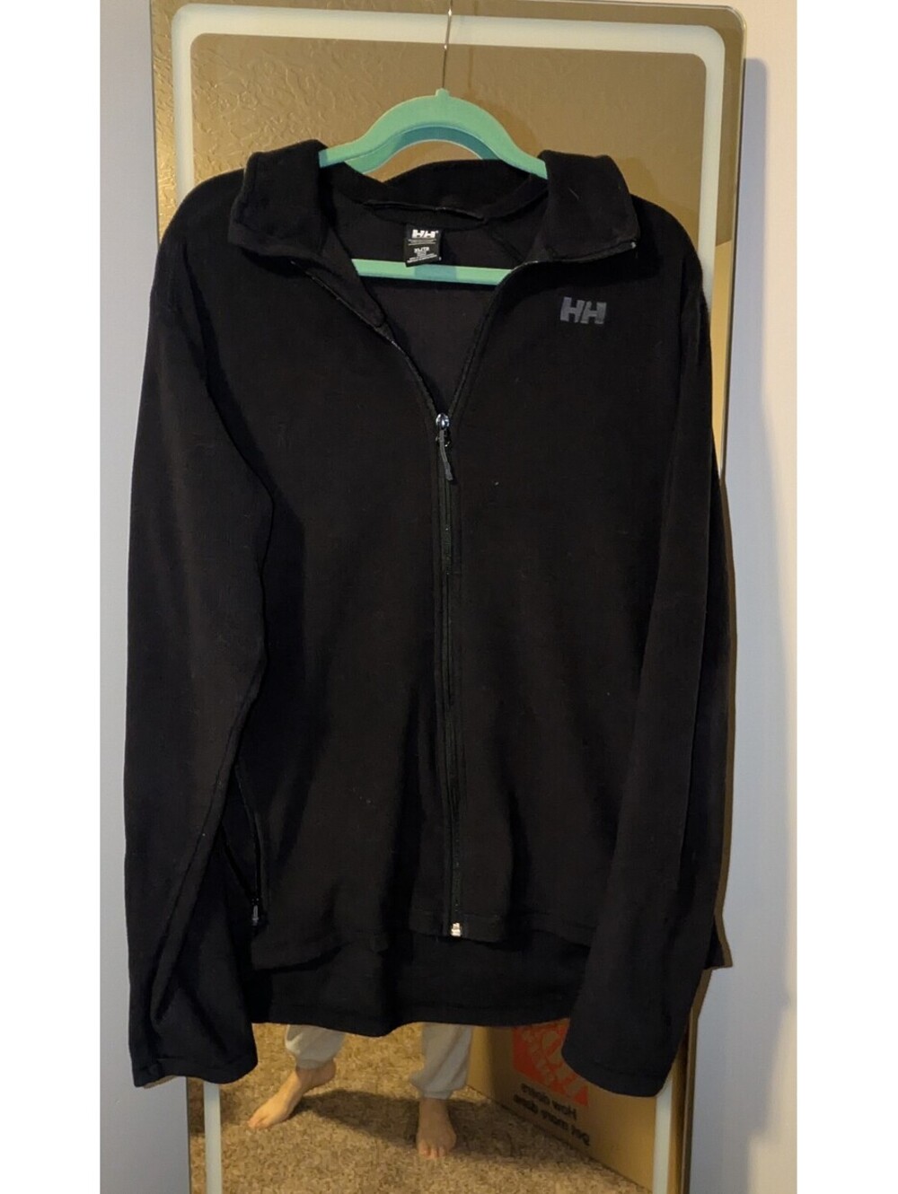 Helly Hansen Black Full-Zip Fleece Jacket with High Collar and Zippered Pockets